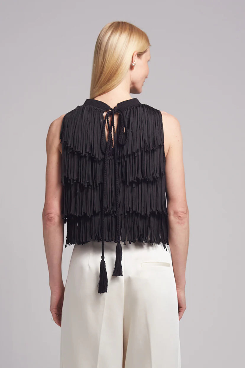 Bianca Fringe Top - Black