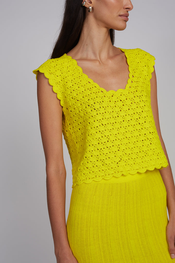 Zaria Crochet Top - Limone