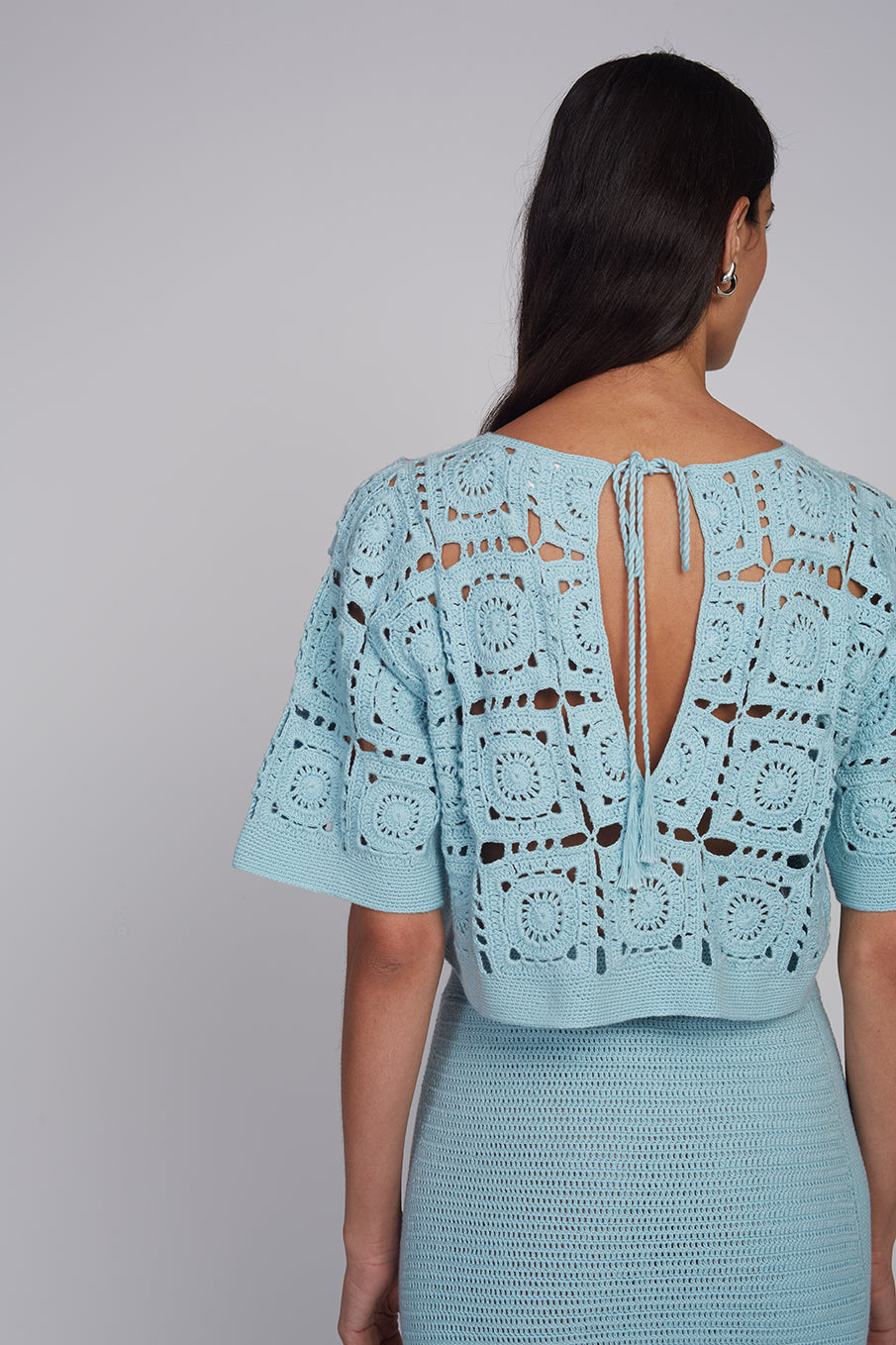 Arden Crochet Top - Skye Blue