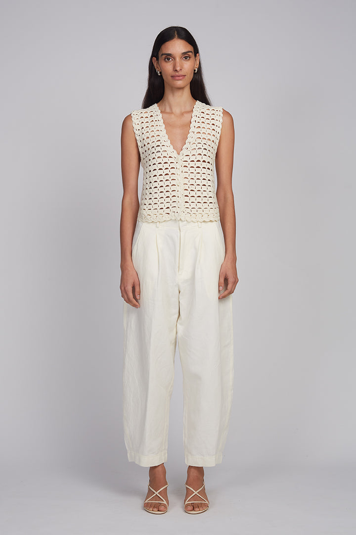 Ellie Crochet Vest - Ivory