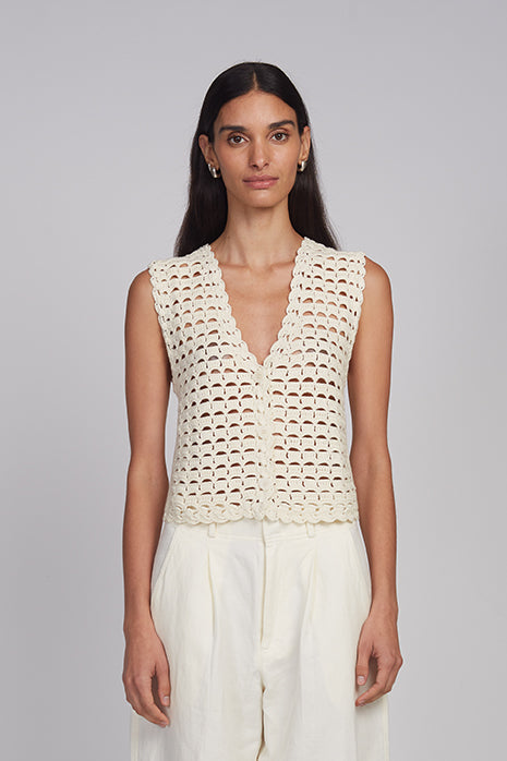 Ellie Crochet Vest - Ivory