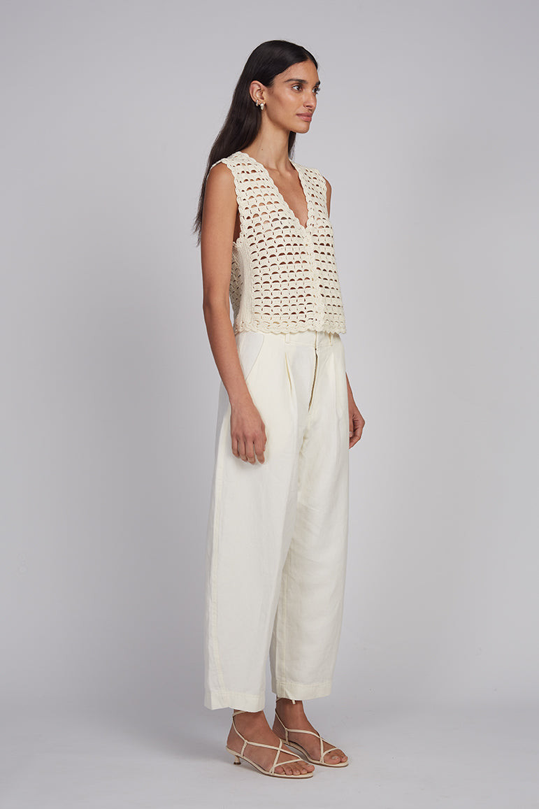 Ellie Crochet Vest - Ivory