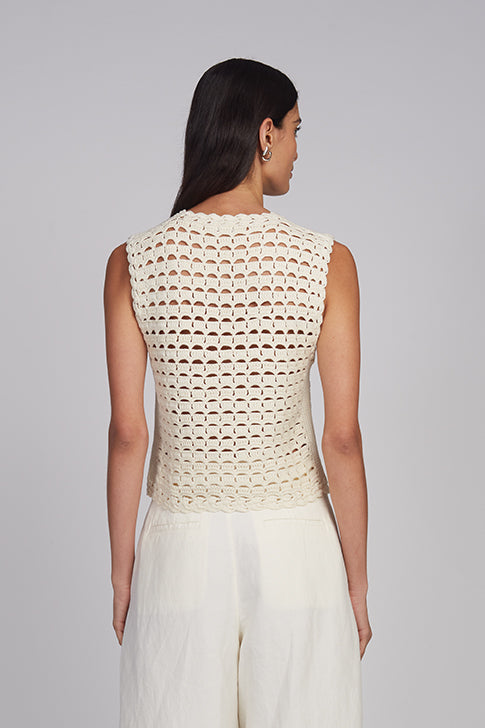 Ellie Crochet Vest - Ivory