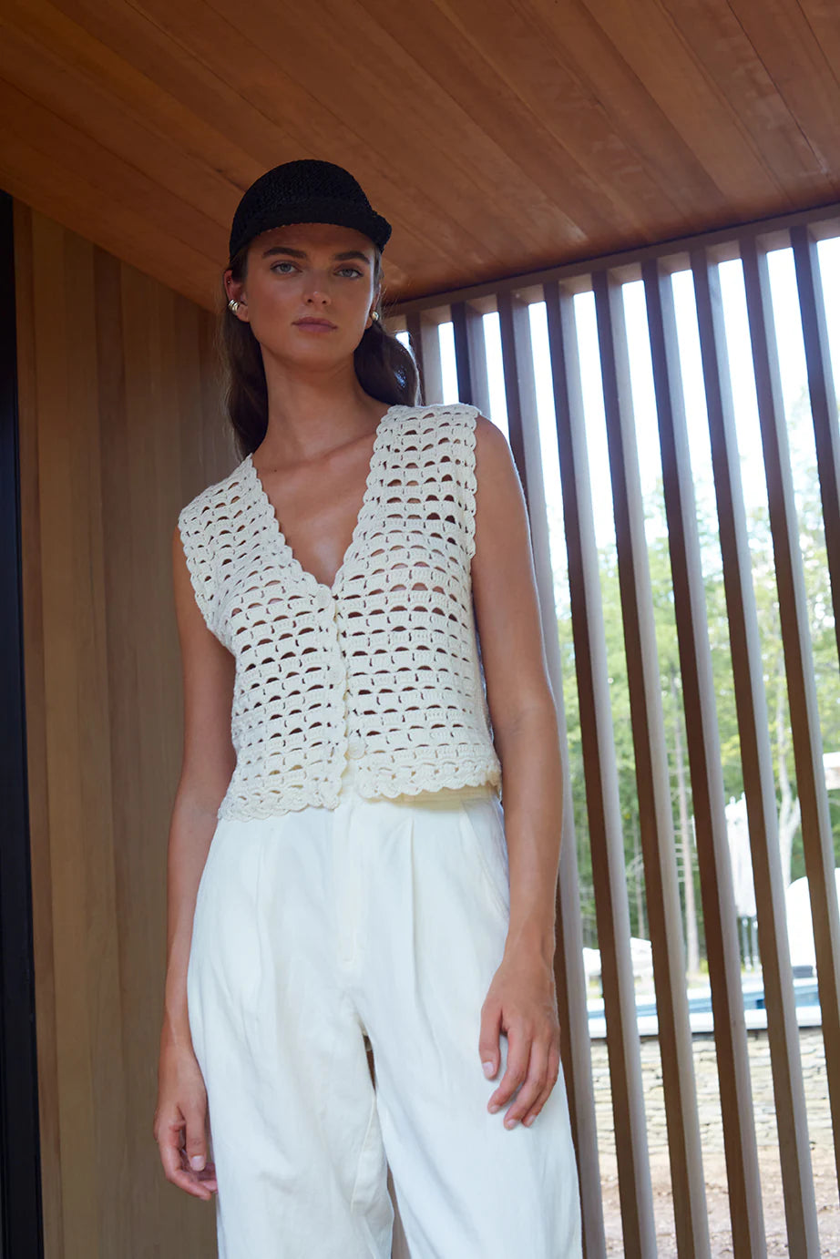 Ellie Crochet Vest - Ivory