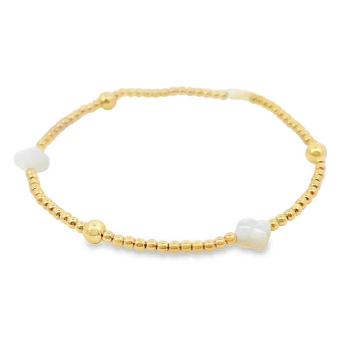 Elegant Gold and Mop Flower Bracelet