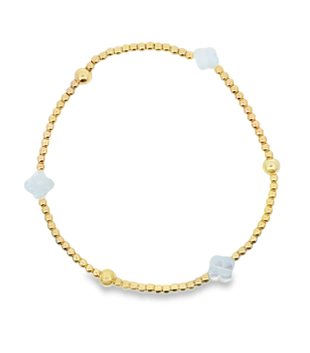 Elegant Gold and Mop Flower Bracelet