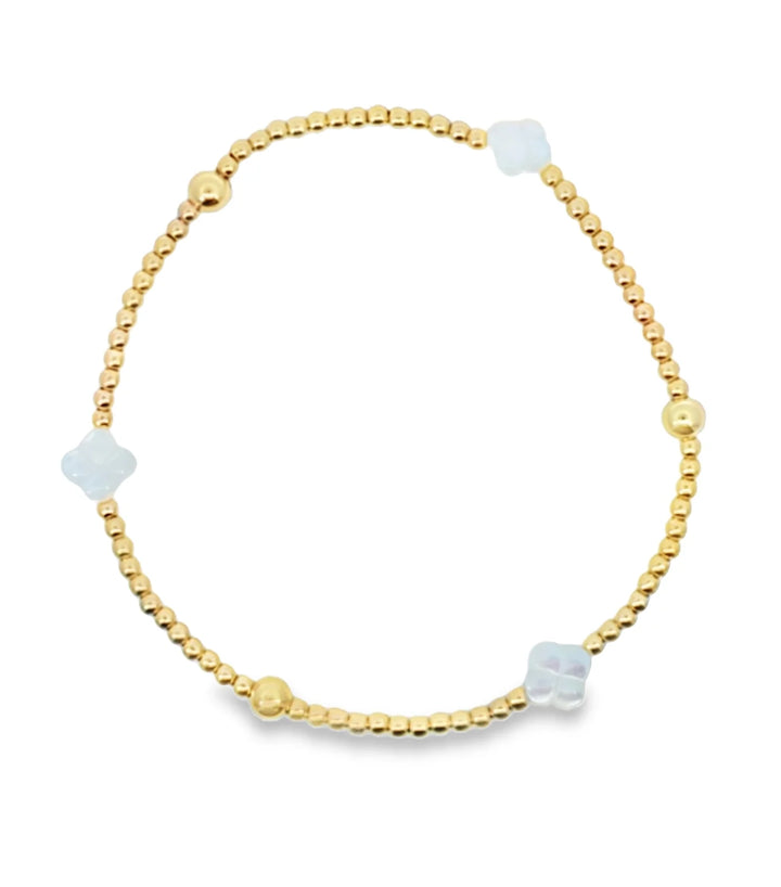 Elegant Gold and Mop Flower Bracelet