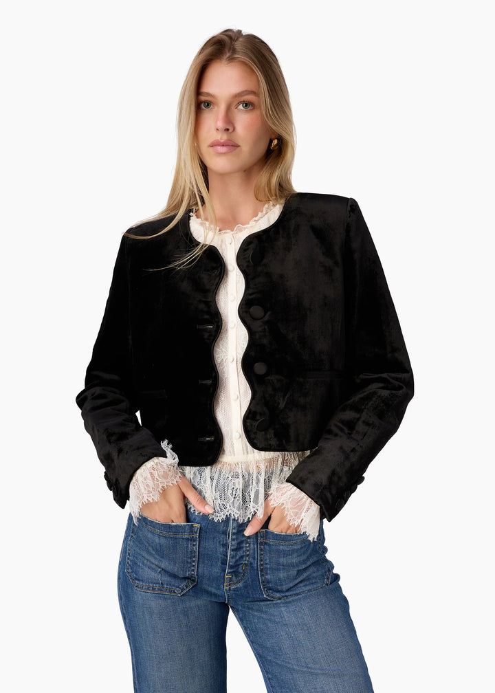 Apollonia Velvet Blazer - Black