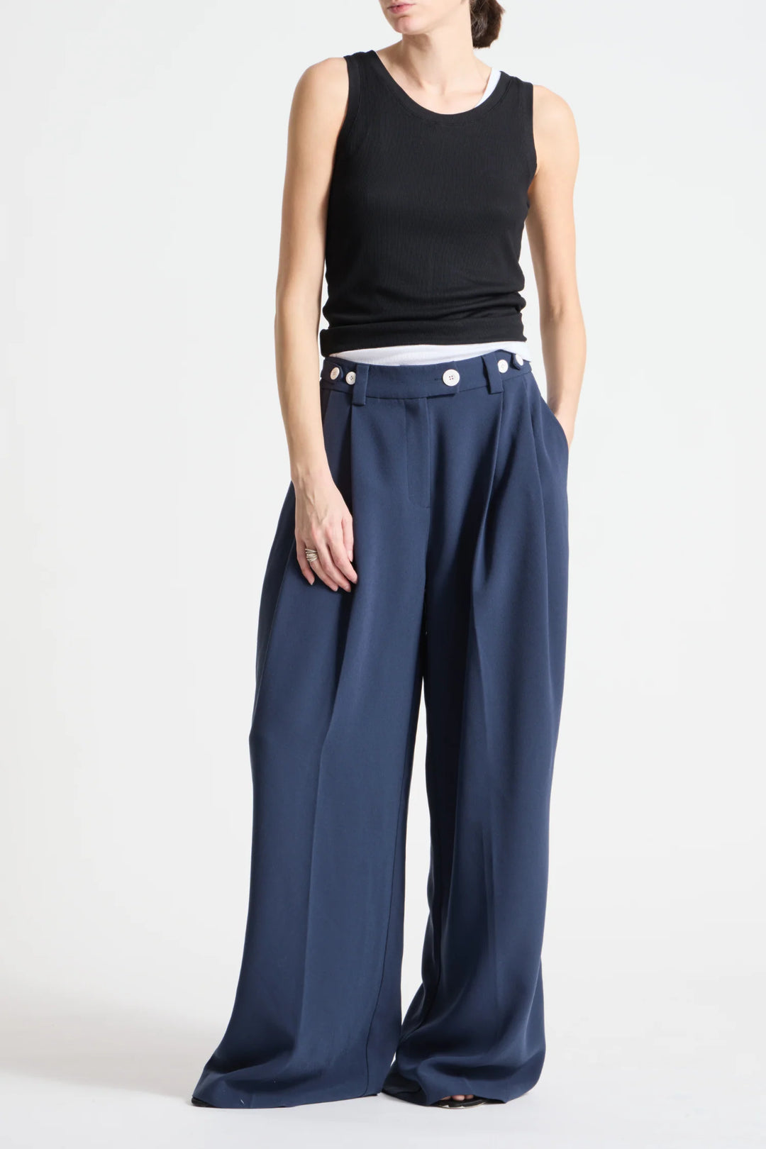 Solace Crepe Trouser - Navy