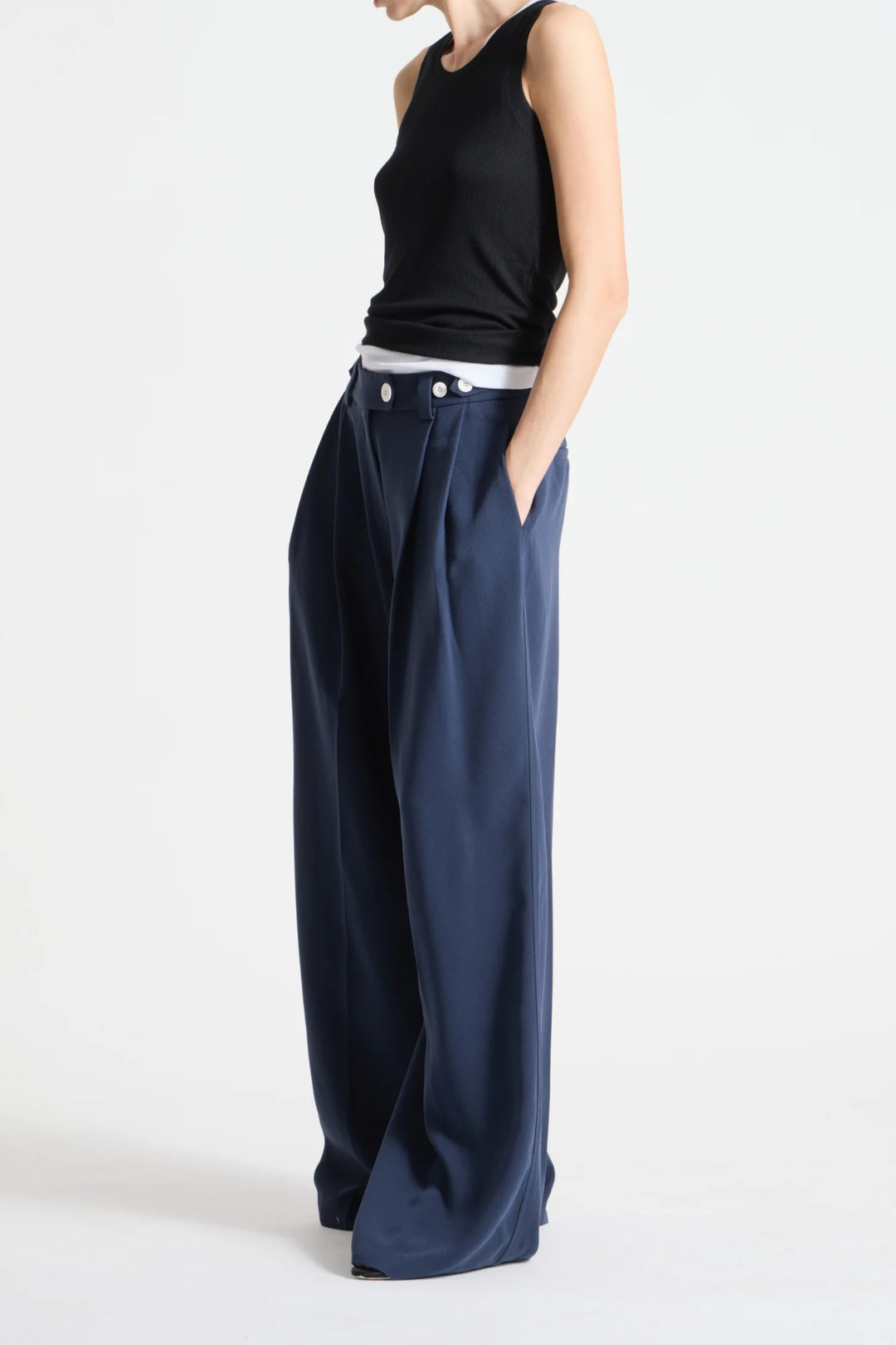 Solace Crepe Trouser - Navy
