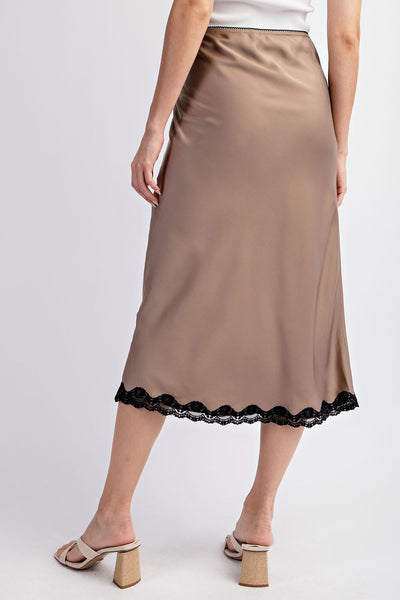 Satin Lace Midi Skirt - Coco