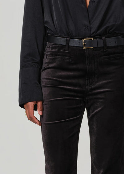 Lilah Velvet Flare w/ Welt Pocket - Black