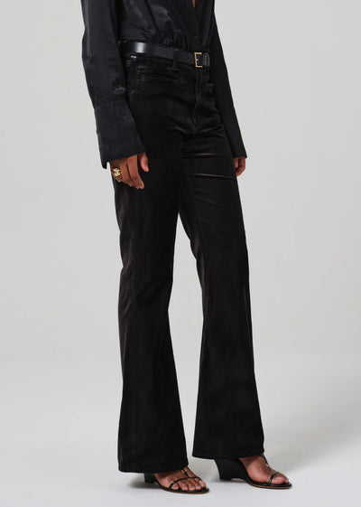 Lilah Velvet Flare w/ Welt Pocket - Black