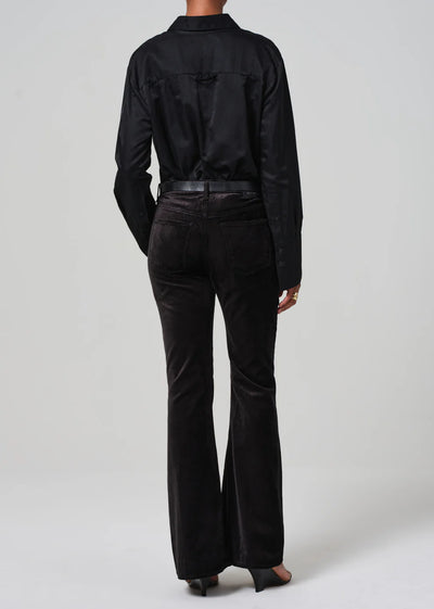 Lilah Velvet Flare w/ Welt Pocket - Black