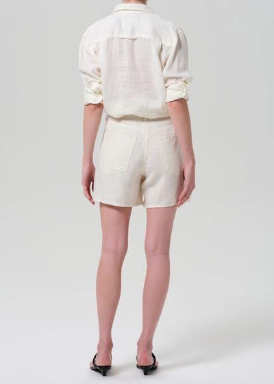 Brynn Drawstring Linen Short - Vanilla