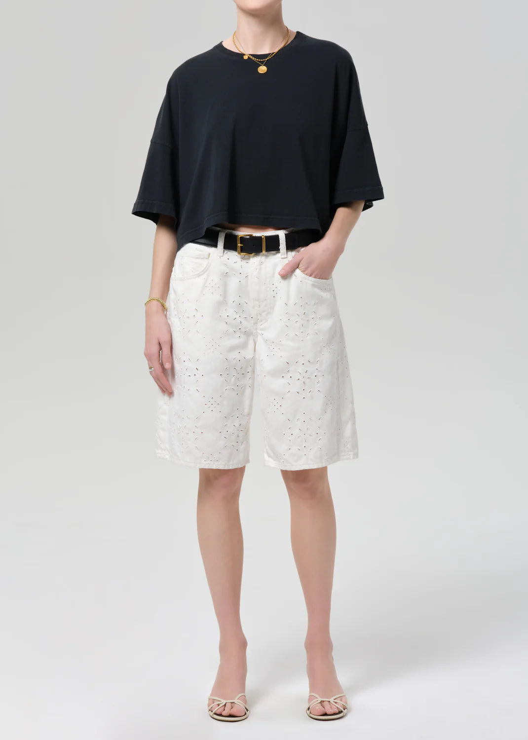 Court Denim Short - Blanc