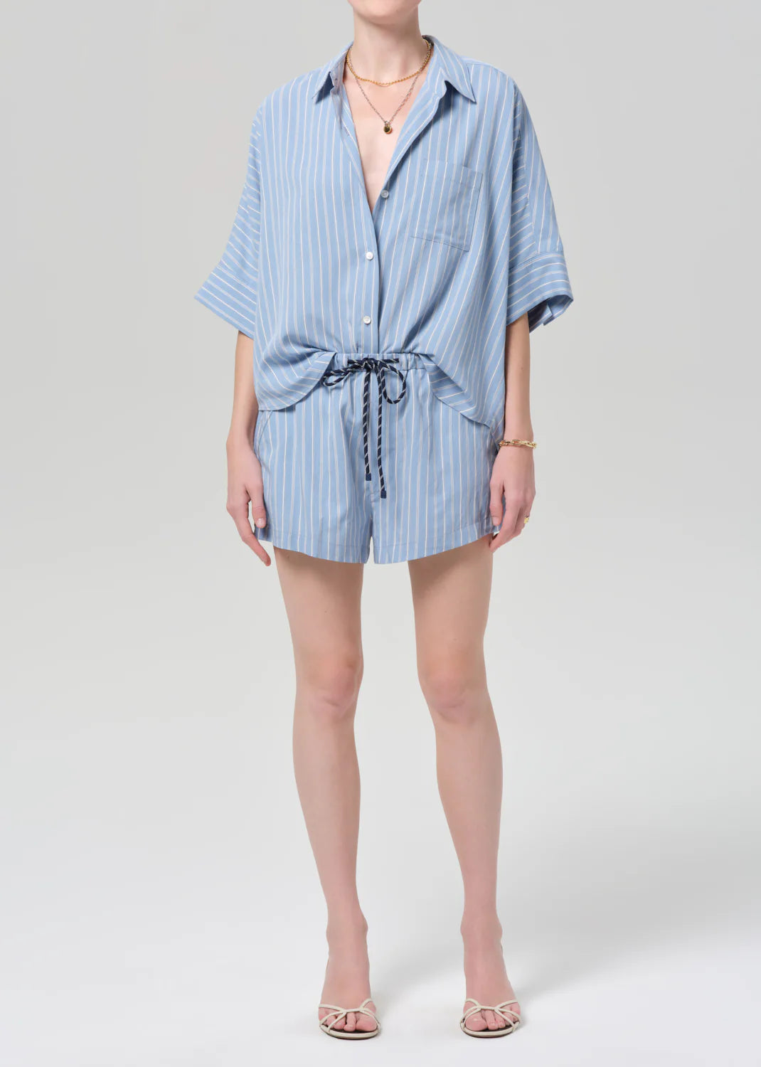 Este Drawstring Short - Capri Stripe