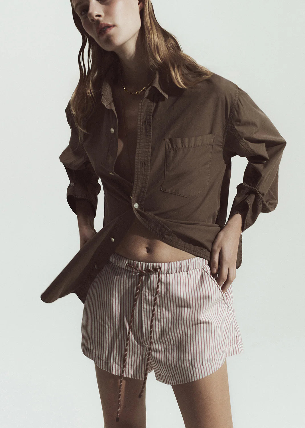 Este Drawstring Short - Raspberry Stripe