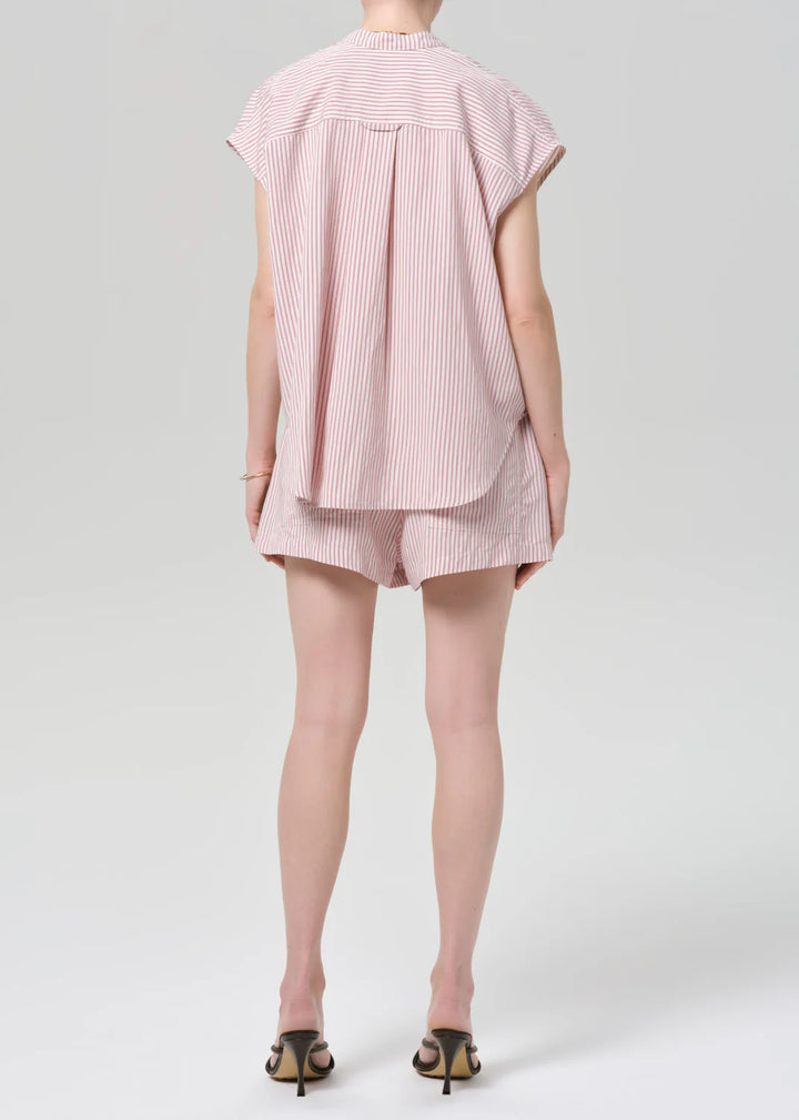 Este Drawstring Short - Raspberry Stripe