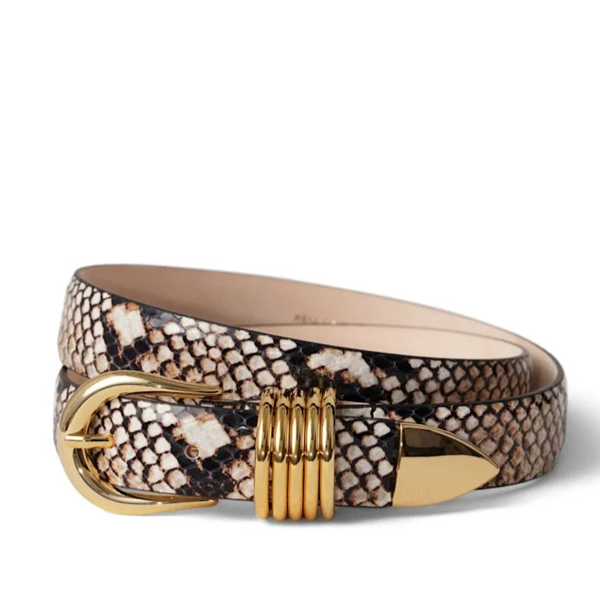 Hollyhock Embossed Leather - Desert Python/Gold