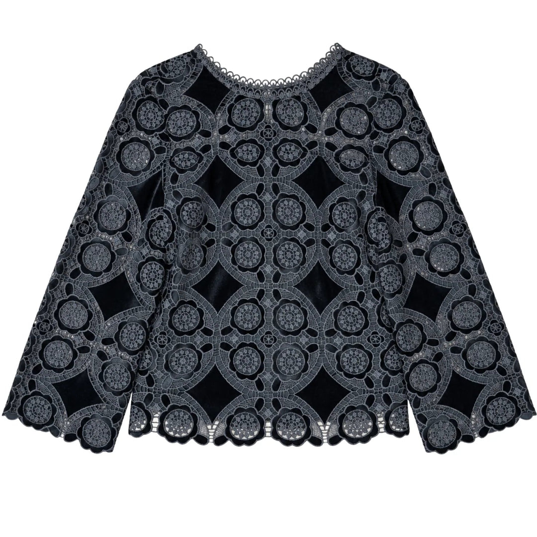 Ellis Velour Top-Midnight Grey
