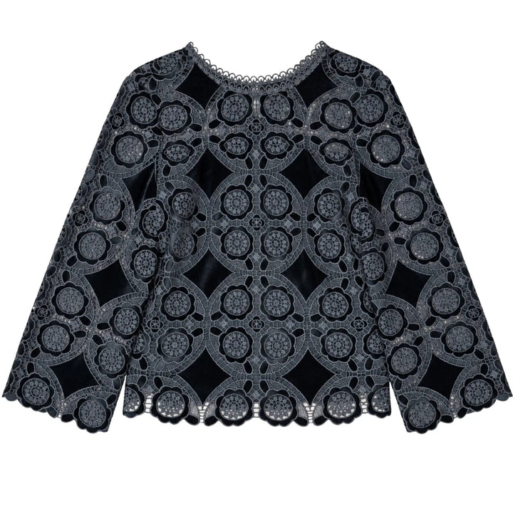 Ellis Velour Top-Midnight Grey