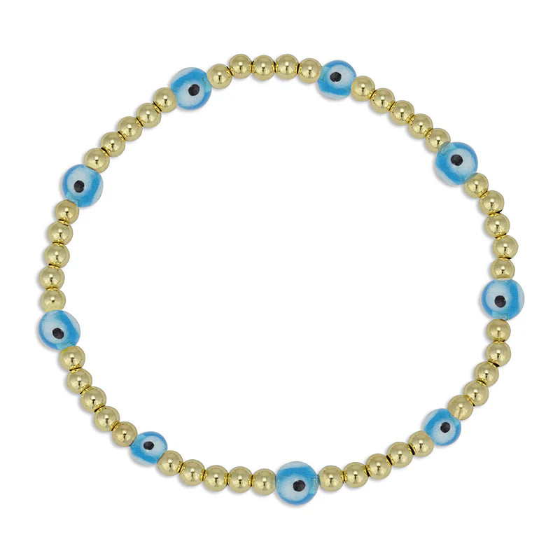Glass Evil Eye Bracelet - Turquoise