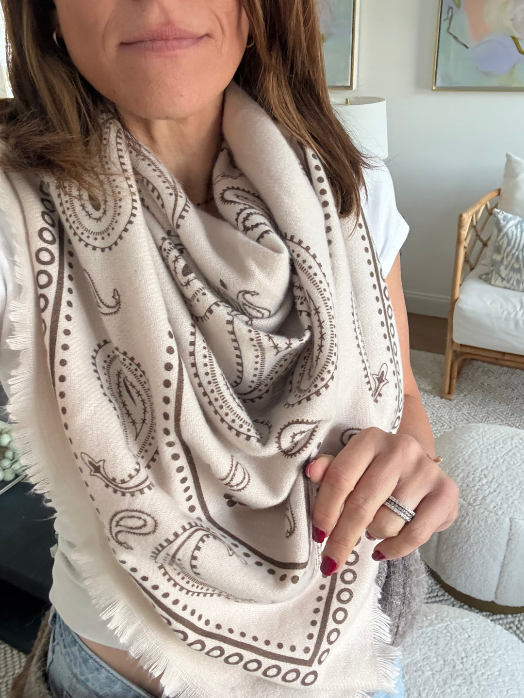 Large Bandana Scarf - Beige