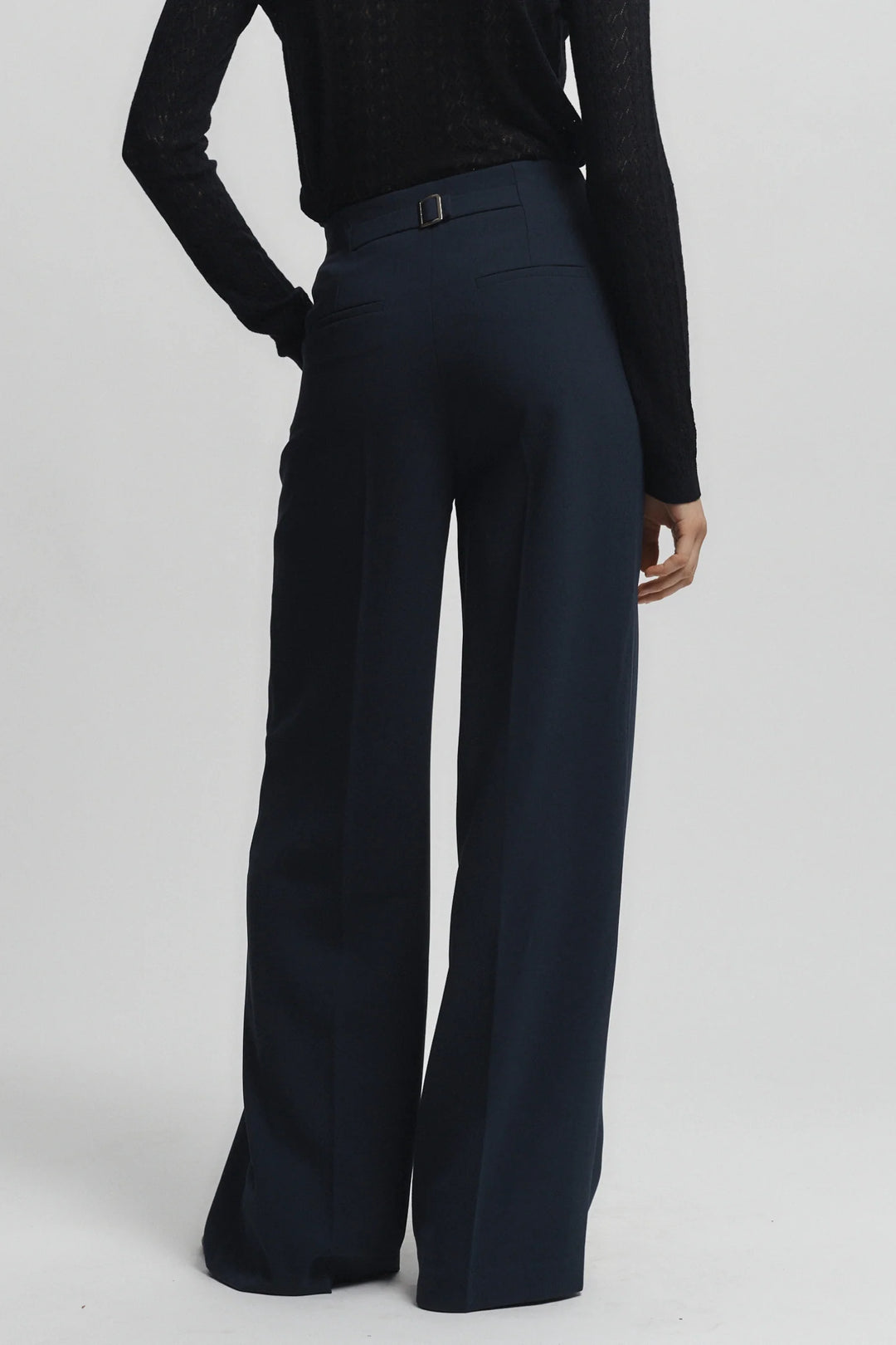 Rhodes Wideleg Pant - Navy Crepe