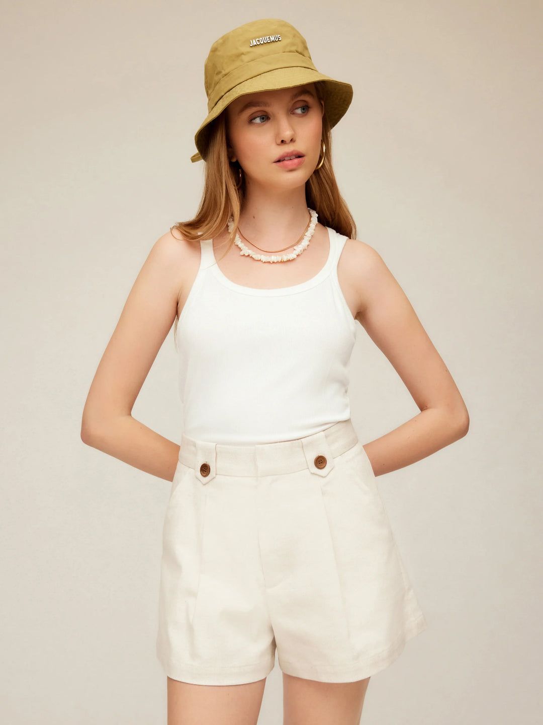 Cassidy Pleated Shorts - Natural