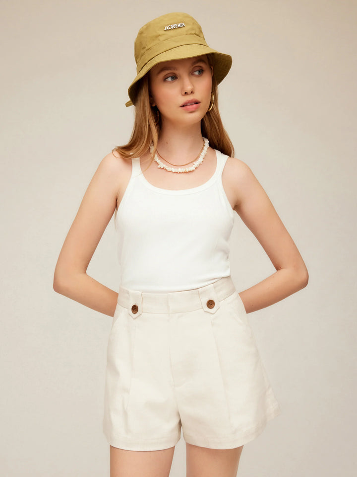 Cassidy Pleated Shorts - Natural