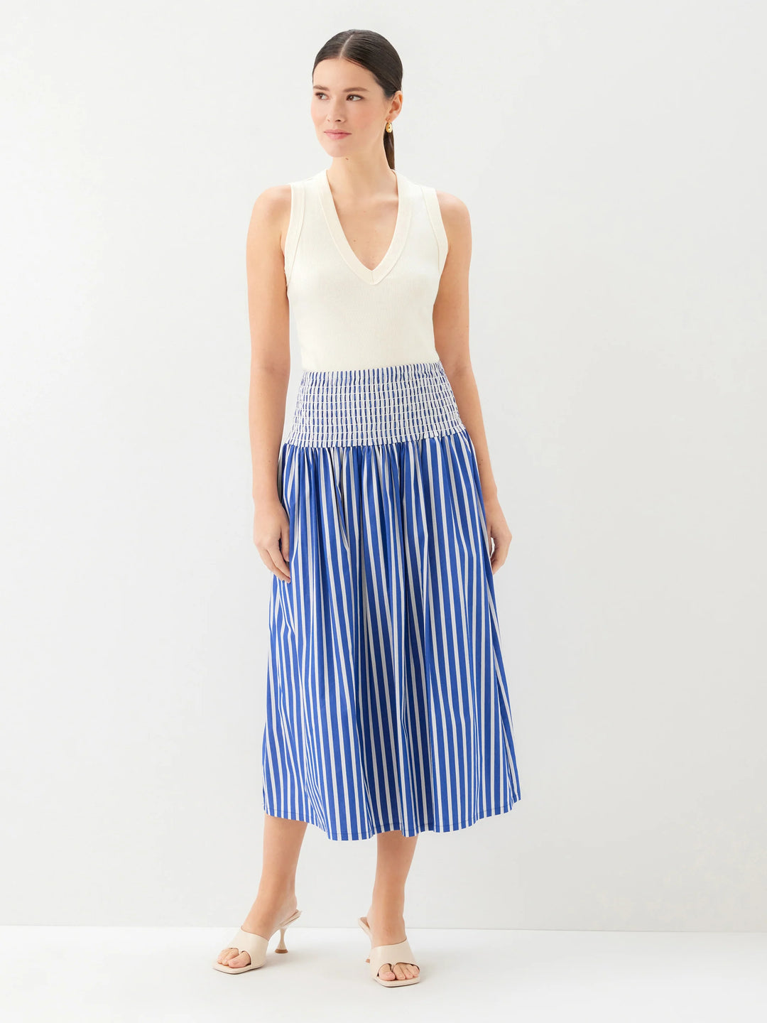 Rhea Stripe Skirt - Indigo