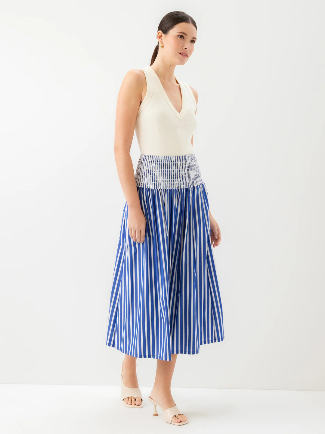Rhea Stripe Skirt - Indigo