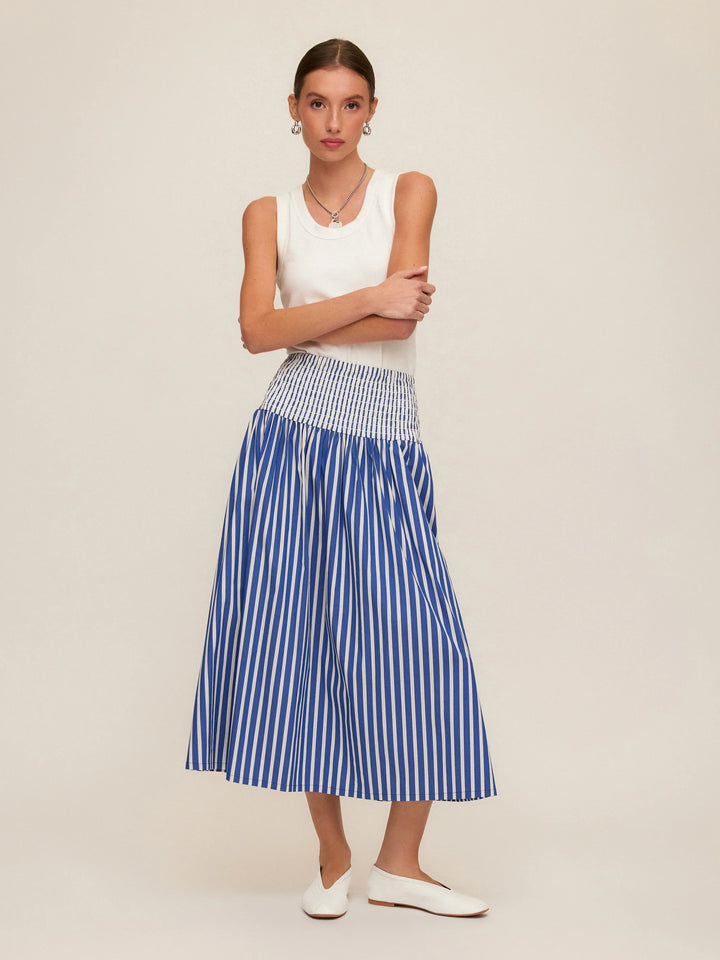 Rhea Stripe Skirt - Indigo