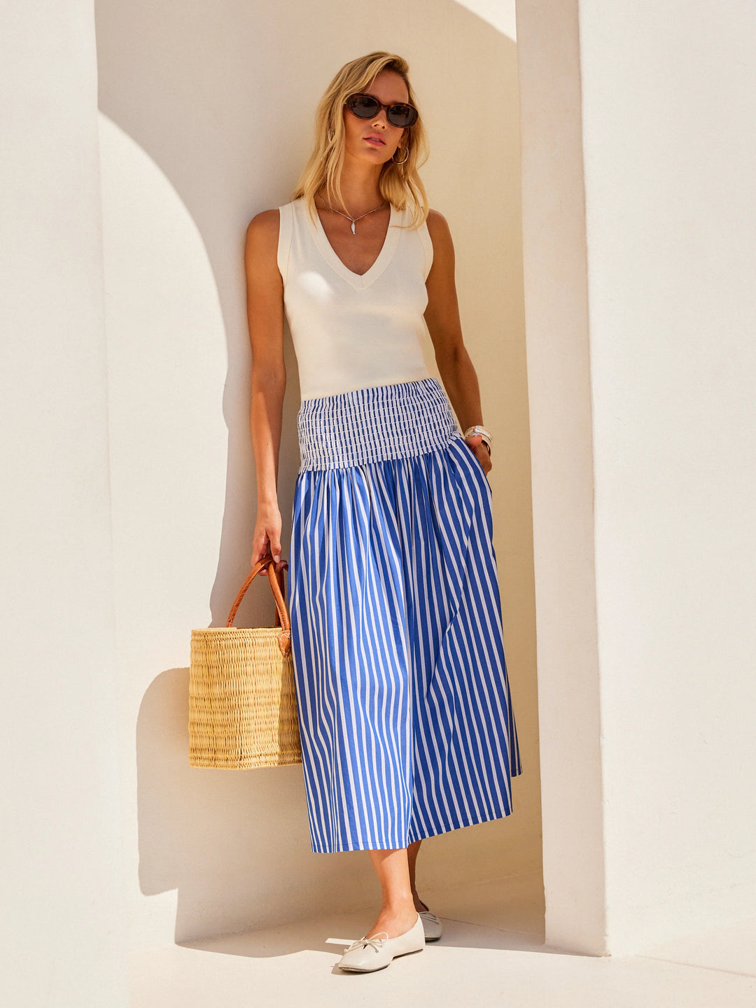 Rhea Stripe Skirt - Indigo