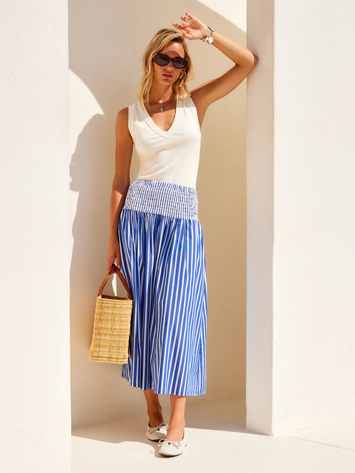 Rhea Stripe Skirt - Indigo