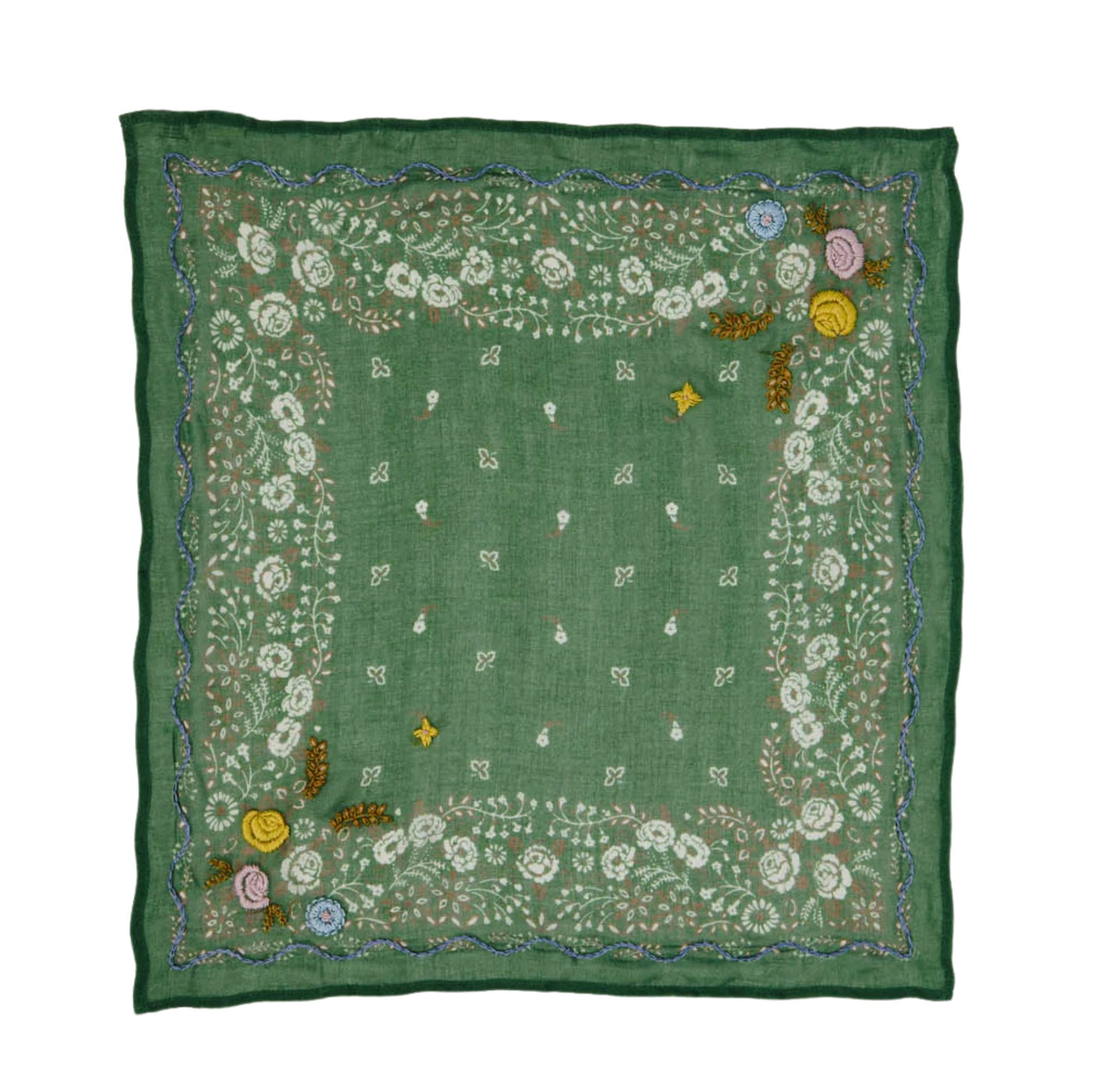 Embroidered Floral Bandana - English Ivy