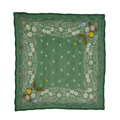Embroidered Floral Bandana - English Ivy