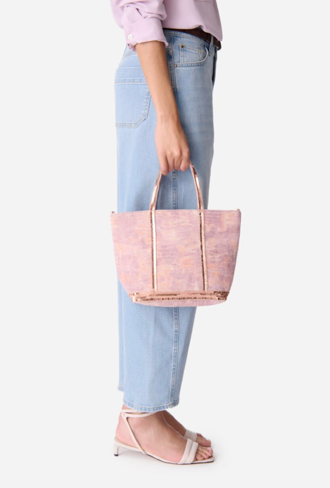 Cotton And Jute S Zipped Cabas Tote - Purple