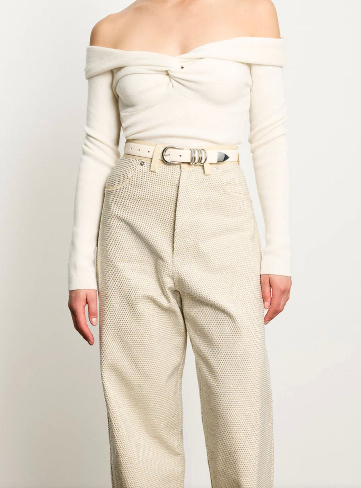 Hollyhock Leather - Ivory/Silver