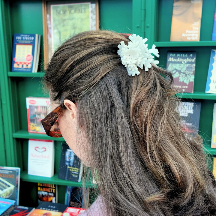 Hand-Painted Hair Claw Clip - Origami Snowflake