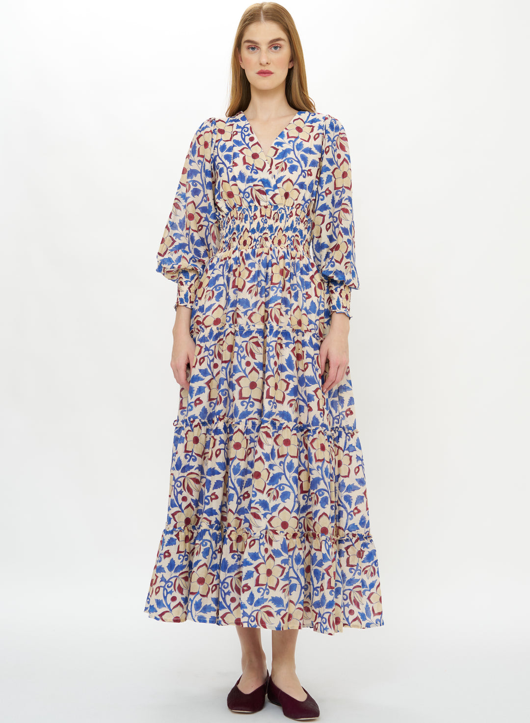 Smocked Waist Midi - Kildare Blue