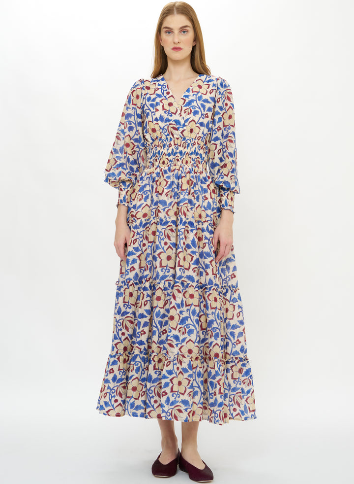 Smocked Waist Midi - Kildare Blue