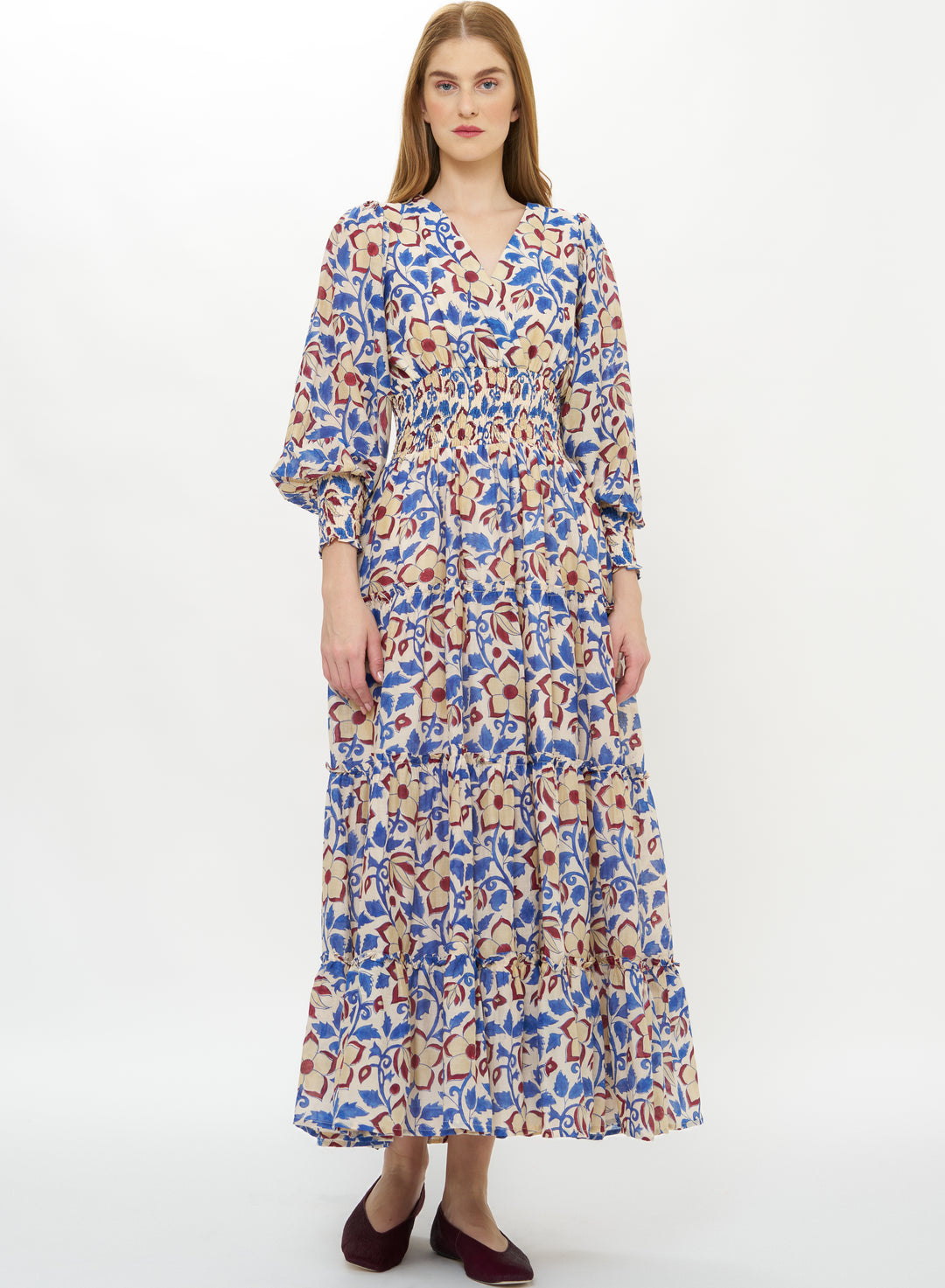 Smocked Waist Midi - Kildare Blue