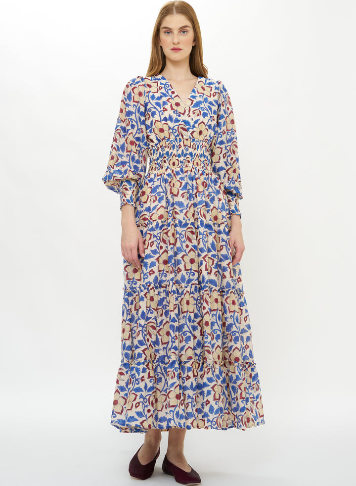 Smocked Waist Midi - Kildare Blue