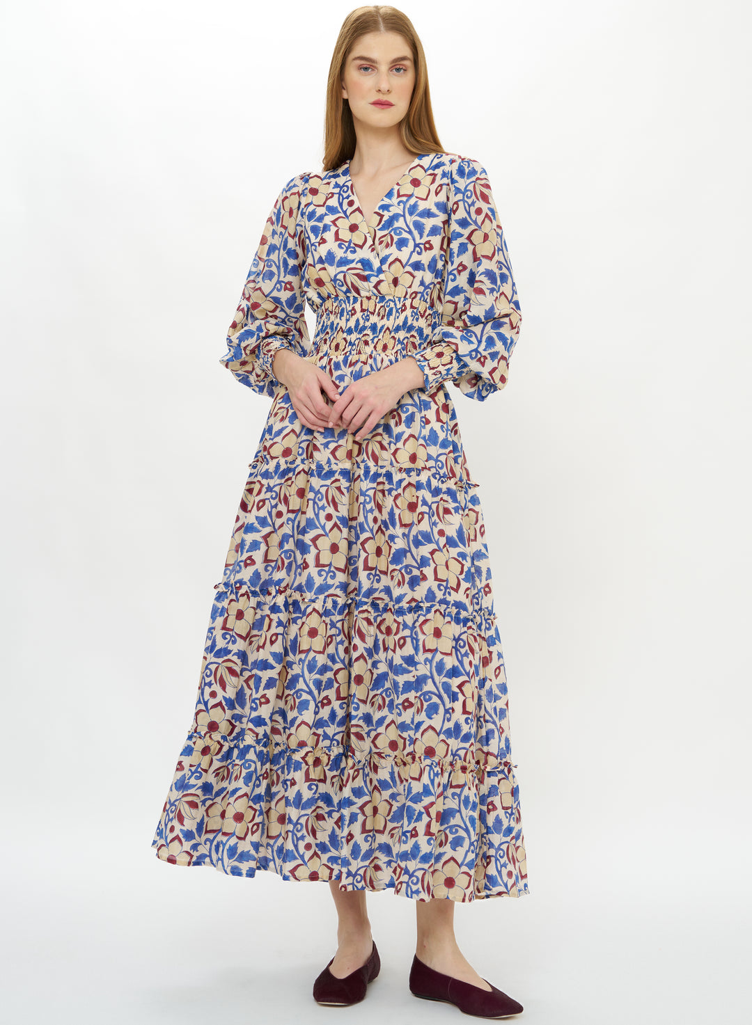 Smocked Waist Midi - Kildare Blue