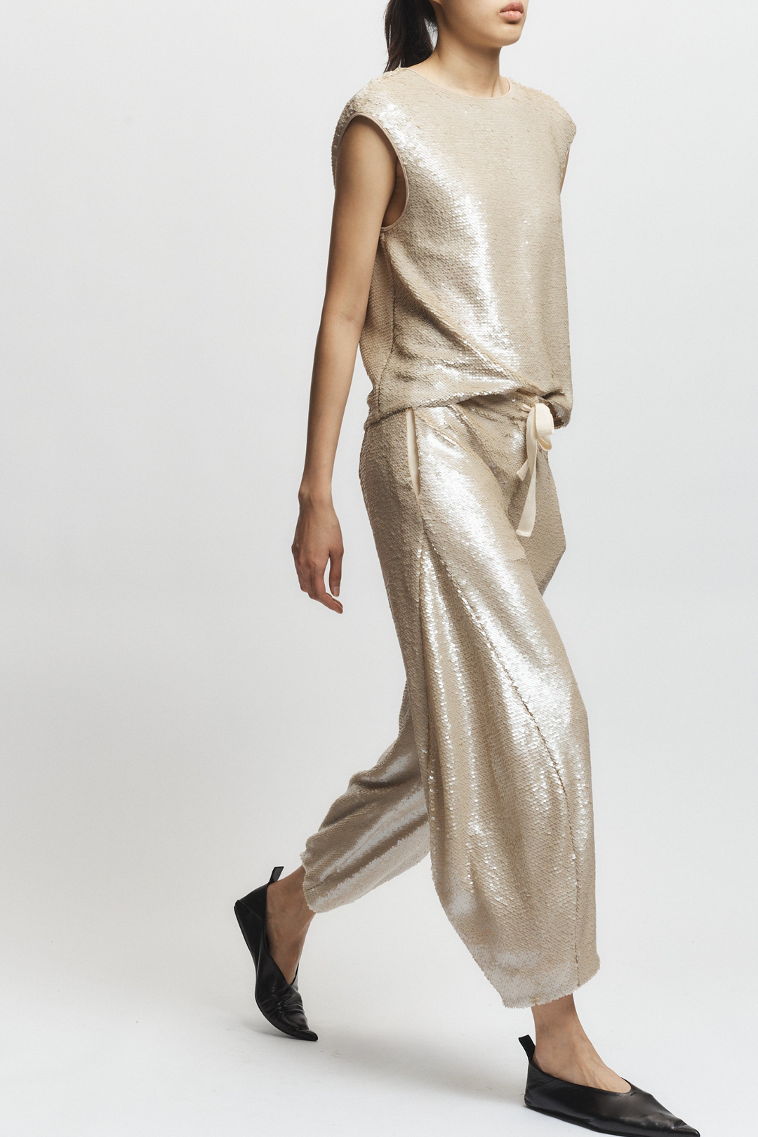 Bowen Sequin Muscle Tank - Pearl