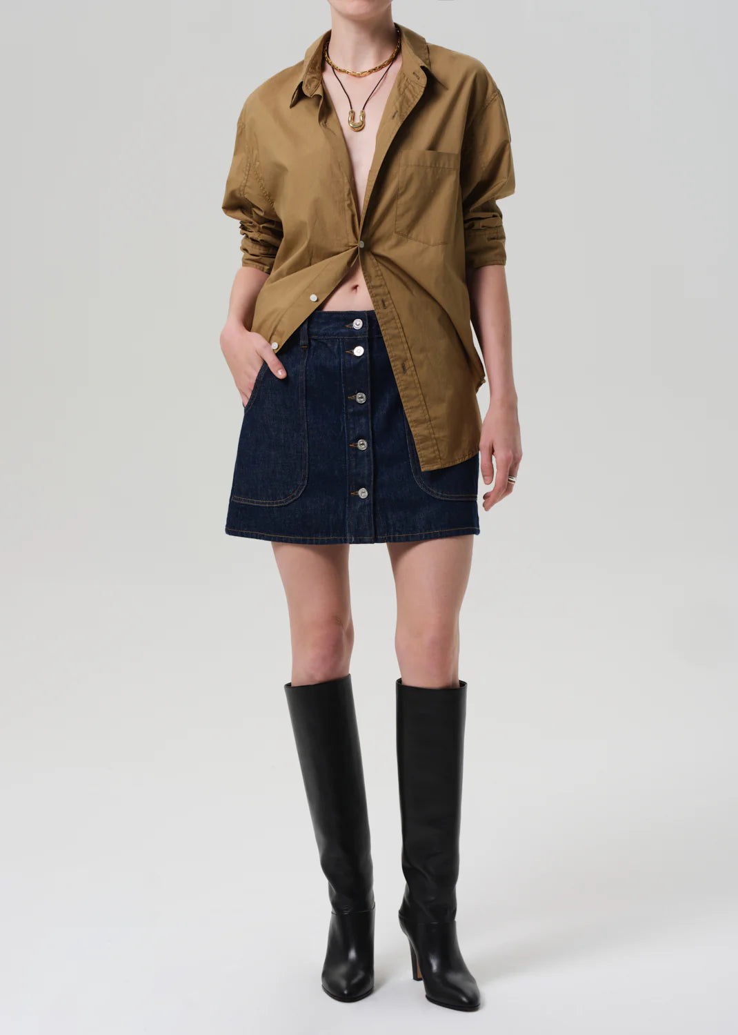 Curved Pocket Mini Skirt - Amherst