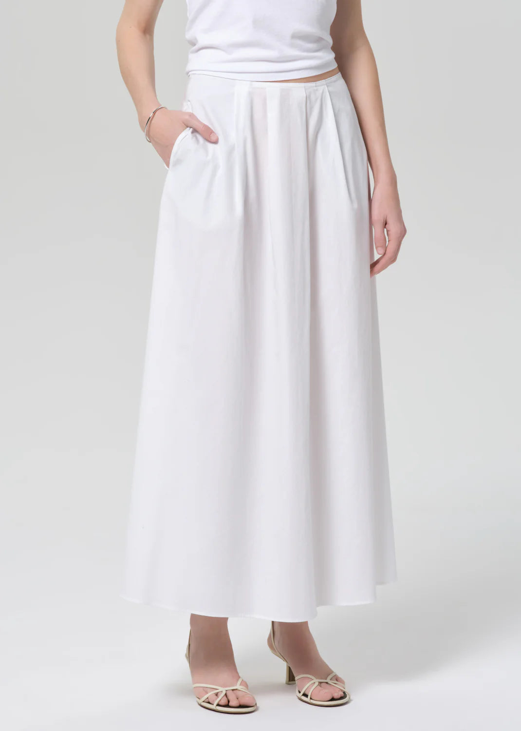 Emi Poplin Skirt - Optic White