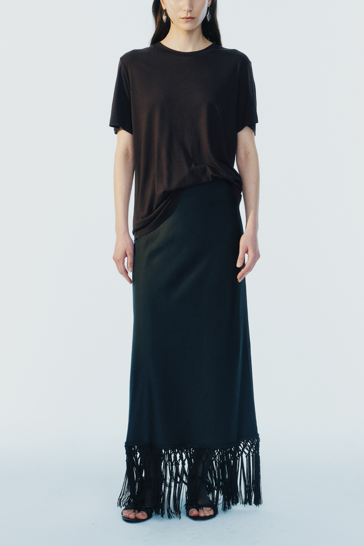 Brittlee Fringe Skirt - Black